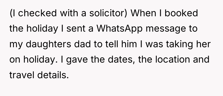(I checked with a solicitor) When I booked the holiday...