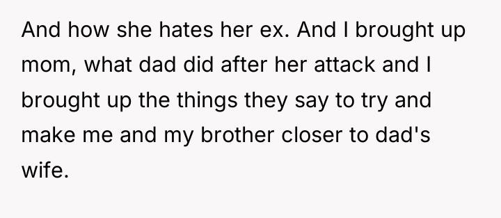 And how she hates her ex. And I brought up...