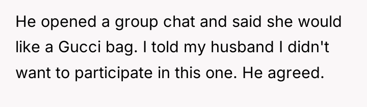 He opened a group chat and said she would like...