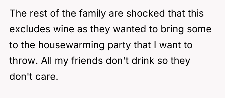 The rest of the family are shocked that this excludes...