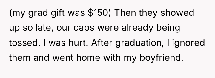 (my grad gift was $150) Then they showed up so...