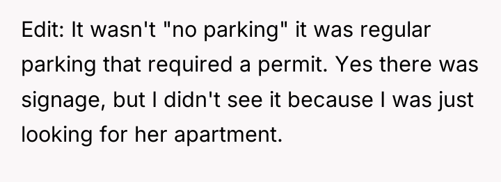 Edit: It wasn't "no parking" it was regular parking that...