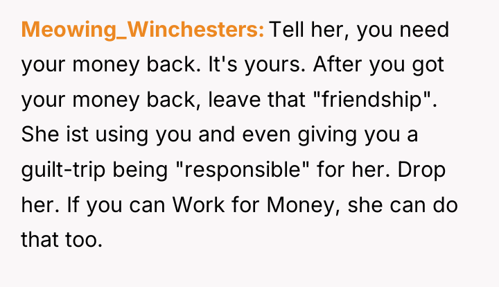 Meowing_Winchesters Tell her, you need your money back. It's yours....