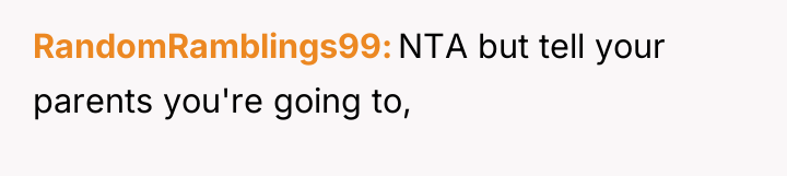 RandomRamblings99 NTA but tell your parents you're going to,