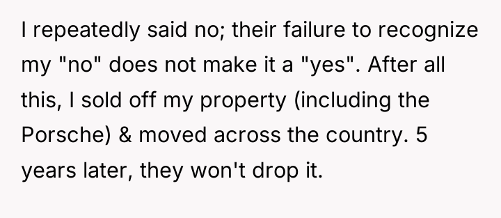 I repeatedly said no; their failure to recognize my "no"...