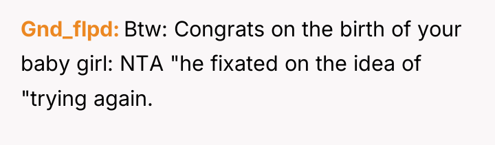 Gnd_flpd Btw: Congrats on the birth of your baby girl:...