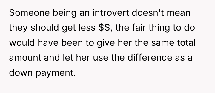 Someone being an introvert doesn't mean they should get less...