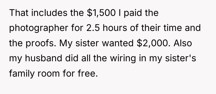 That includes the $1,500 I paid the photographer for 2.5...