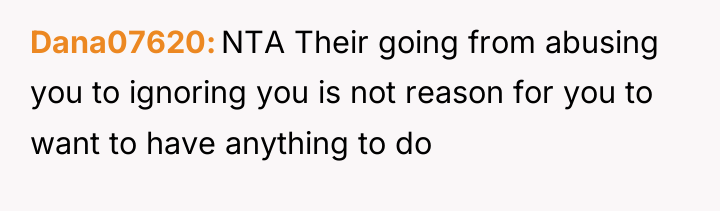 Dana07620 NTA Their going from abusing you to ignoring you...