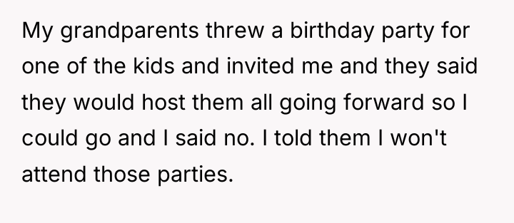 My grandparents threw a birthday party for one of the...