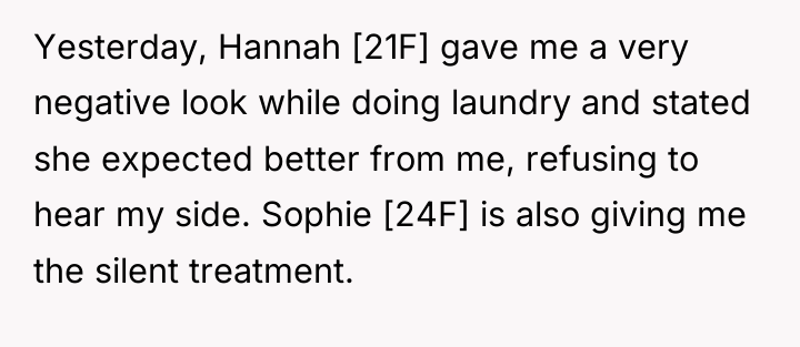 Yesterday, Hannah [21F] gave me a very negative look while...