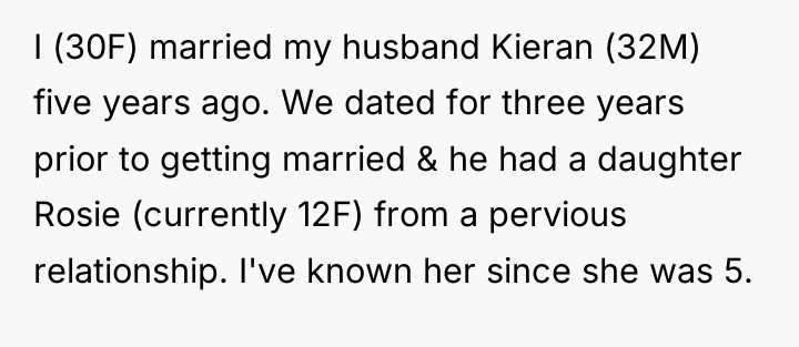 I (30F) married my husband Kieran (32M) five years ago....