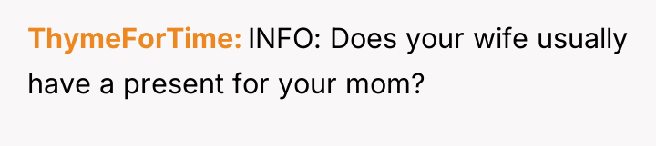ThymeForTime INFO: Does your wife usually have a present for...