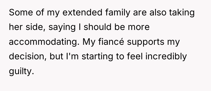 Some of my extended family are also taking her side,...