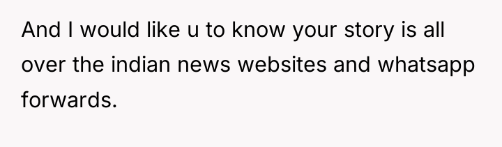 And I would like u to know your story is...