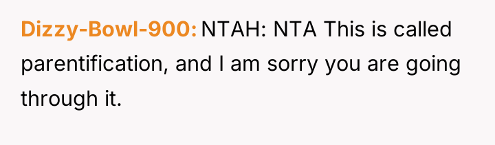 Dizzy-Bowl-900 NTAH: NTA This is called parentification, and I am...