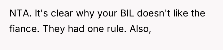 NTA. It's clear why your BIL doesn't like the fiance....