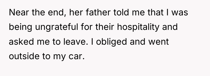 Near the end, her father told me that I was...
