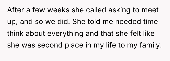 After a few weeks she called asking to meet up,...