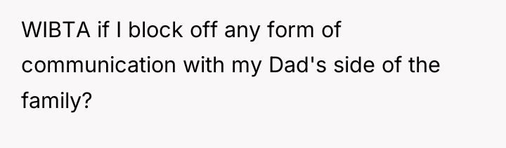 WIBTA if I block off any form of communication with...