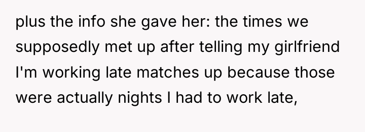 plus the info she gave her: the times we supposedly...