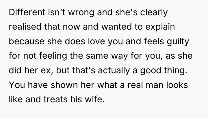 Different isn't wrong and she's clearly realised that now and...