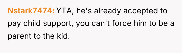 Nstark7474 YTA, he's already accepted to pay child support, you...