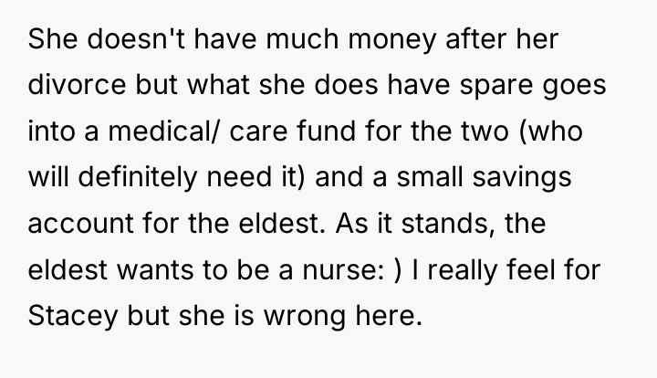 She doesn't have much money after her divorce but what...