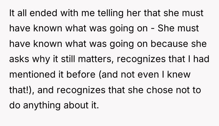 It all ended with me telling her that she must...