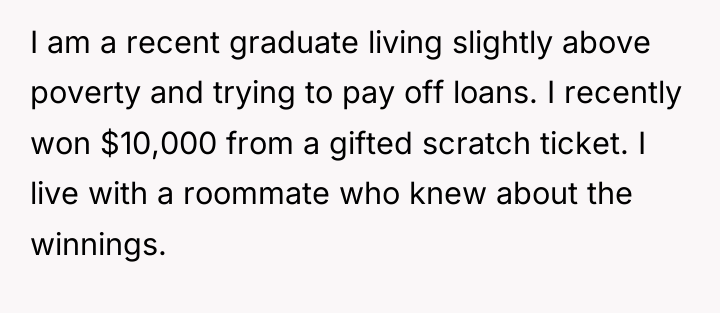 I am a recent graduate living slightly above poverty and...