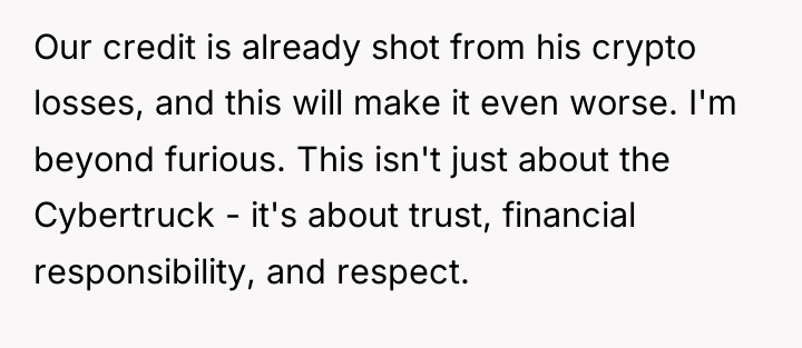 Our credit is already shot from his crypto losses, and...