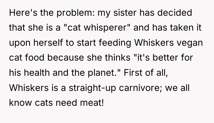 Here's the problem: my sister has decided that she is...