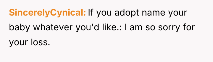 SincerelyCynical If you adopt name your baby whatever you'd like.:...