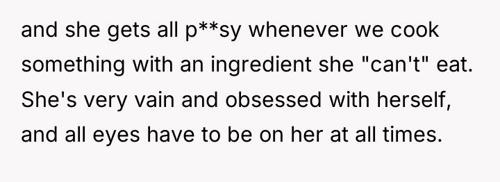 and she gets all p**sy whenever we cook something with...