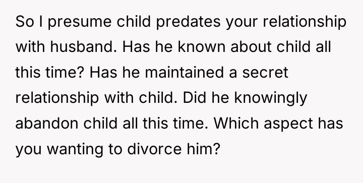So I presume child predates your relationship with husband. Has...