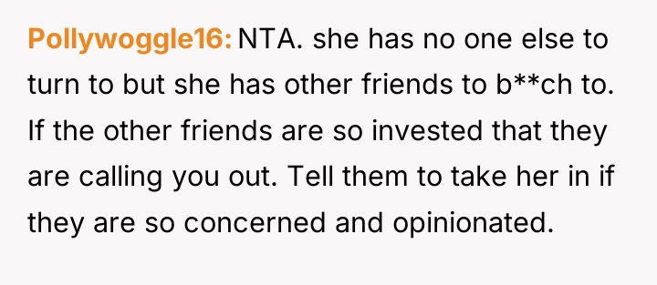 Pollywoggle16 NTA. she has no one else to turn to...