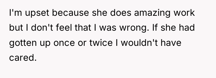 I'm upset because she does amazing work but I don't...