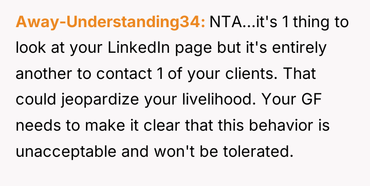 Away-Understanding34 NTA...it's 1 thing to look at your LinkedIn page...