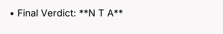 • Final Verdict: **N T A**