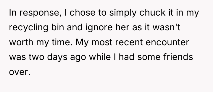 In response, I chose to simply chuck it in my...