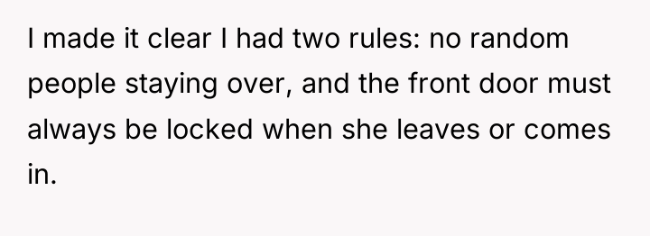 I made it clear I had two rules: no random...