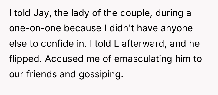 I told Jay, the lady of the couple, during a...