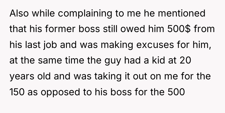 Also while complaining to me he mentioned that his former...