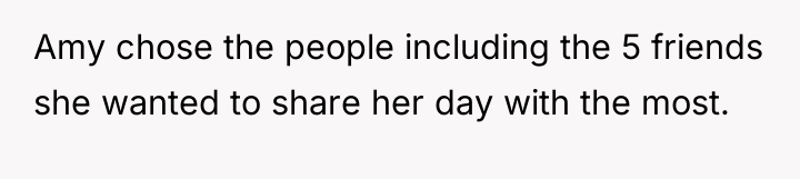 Amy chose the people including the 5 friends she wanted...