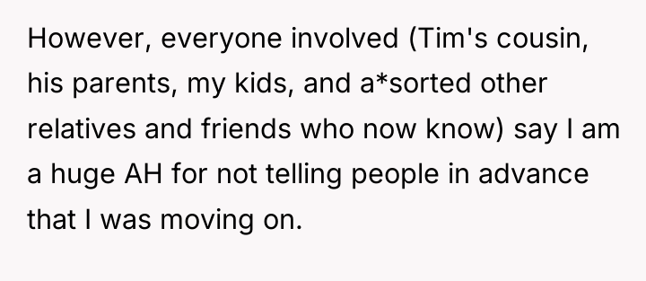 However, everyone involved (Tim's cousin, his parents, my kids, and...