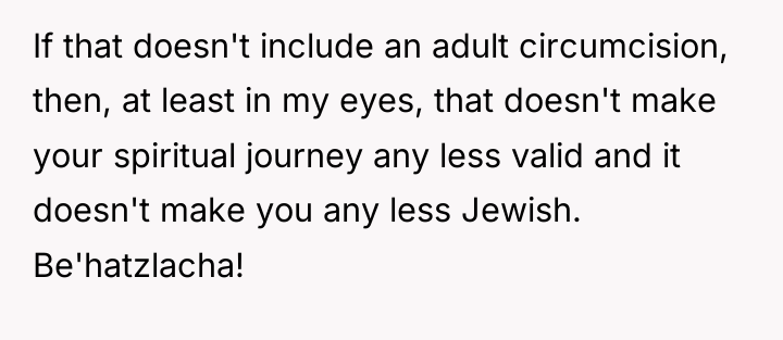 If that doesn't include an adult circumcision, then, at least...