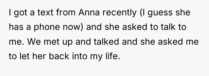 I got a text from Anna recently (I guess she...