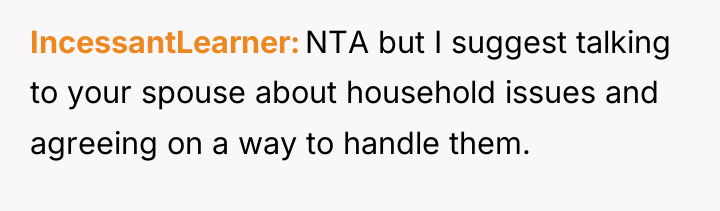 IncessantLearner NTA but I suggest talking to your spouse about...