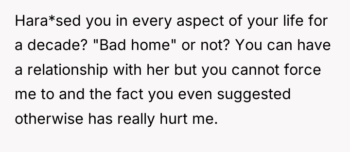 Hara*sed you in every aspect of your life for a...