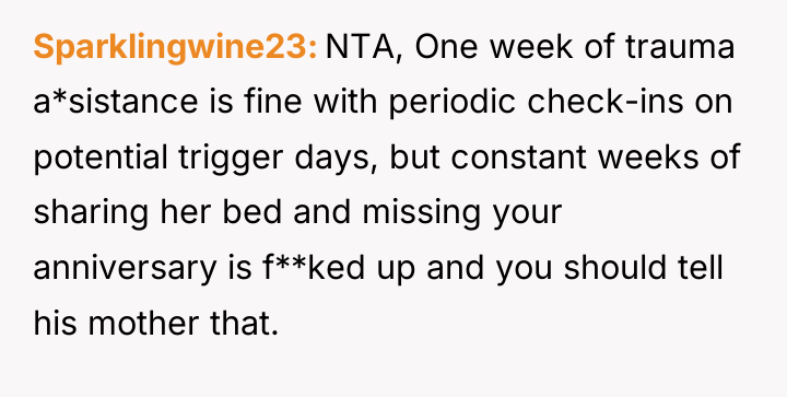 Sparklingwine23 NTA, One week of trauma a*sistance is fine with...